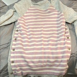 J CREW striped / solid sweater suede elbow patch